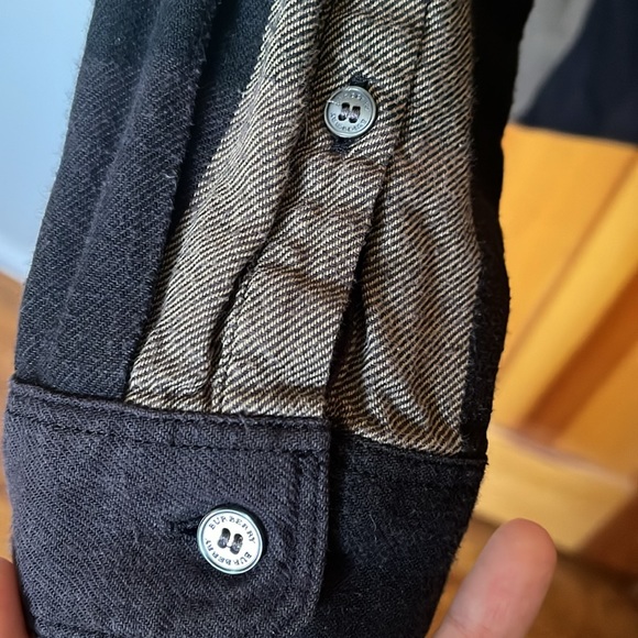 BURBERRY BRIT Black Tan Plaid Flannel Checked Button Down - Picture 5 of 7